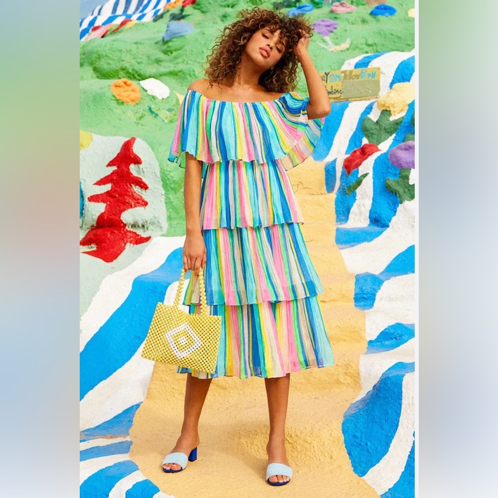 Lulu's Multicolor Off-Shoulder Tiered Dress